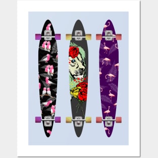 Longboard Skateboard pattern Posters and Art